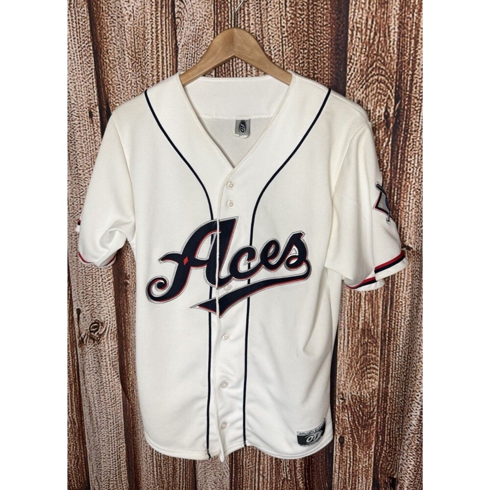 OT Sports Vintage Mens White Short Sleeve Reno Aces Baseball Jersey Size Small